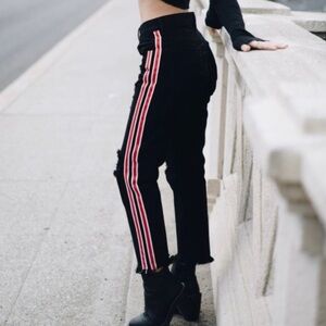 NWT REVICE Ruby Tuesday Black Red Side Stripe Jeans